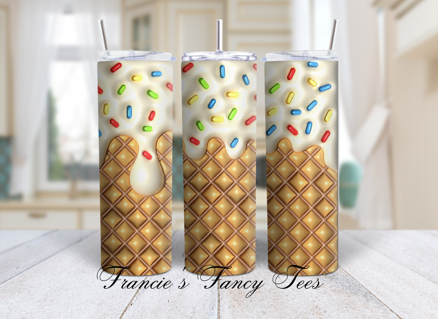 Ice Cream 3D Puffy Tumbler/Kids Tumbler/Birthday Gift/20oz Tumbler/Sublimation Tumbler/ 3D Puffy Tumbler