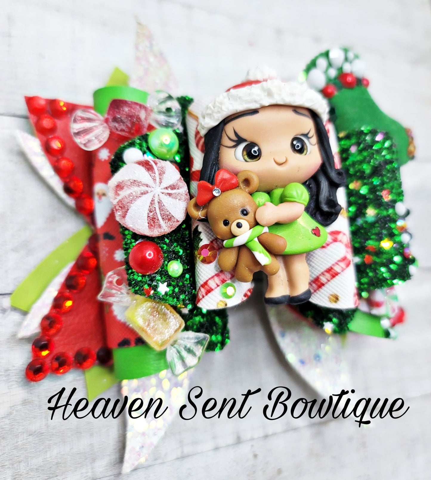 Christmas hair Bow for Girls/Vinyl Hair Bow/Christmas Bow/Santa Bow/Holiday Hair Bow/Christmas Pageant hair Bow