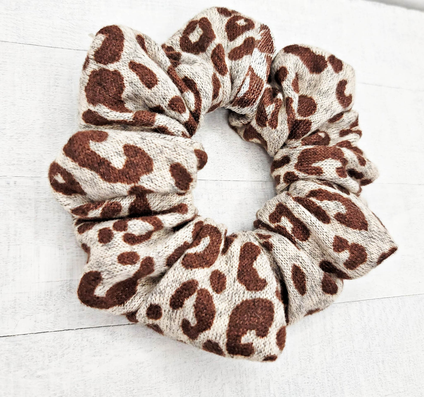 Gray Cheetah Scrunchy/Birthday Gift/Cheetah Theme/Hair Tie Holder/Wedding Gift