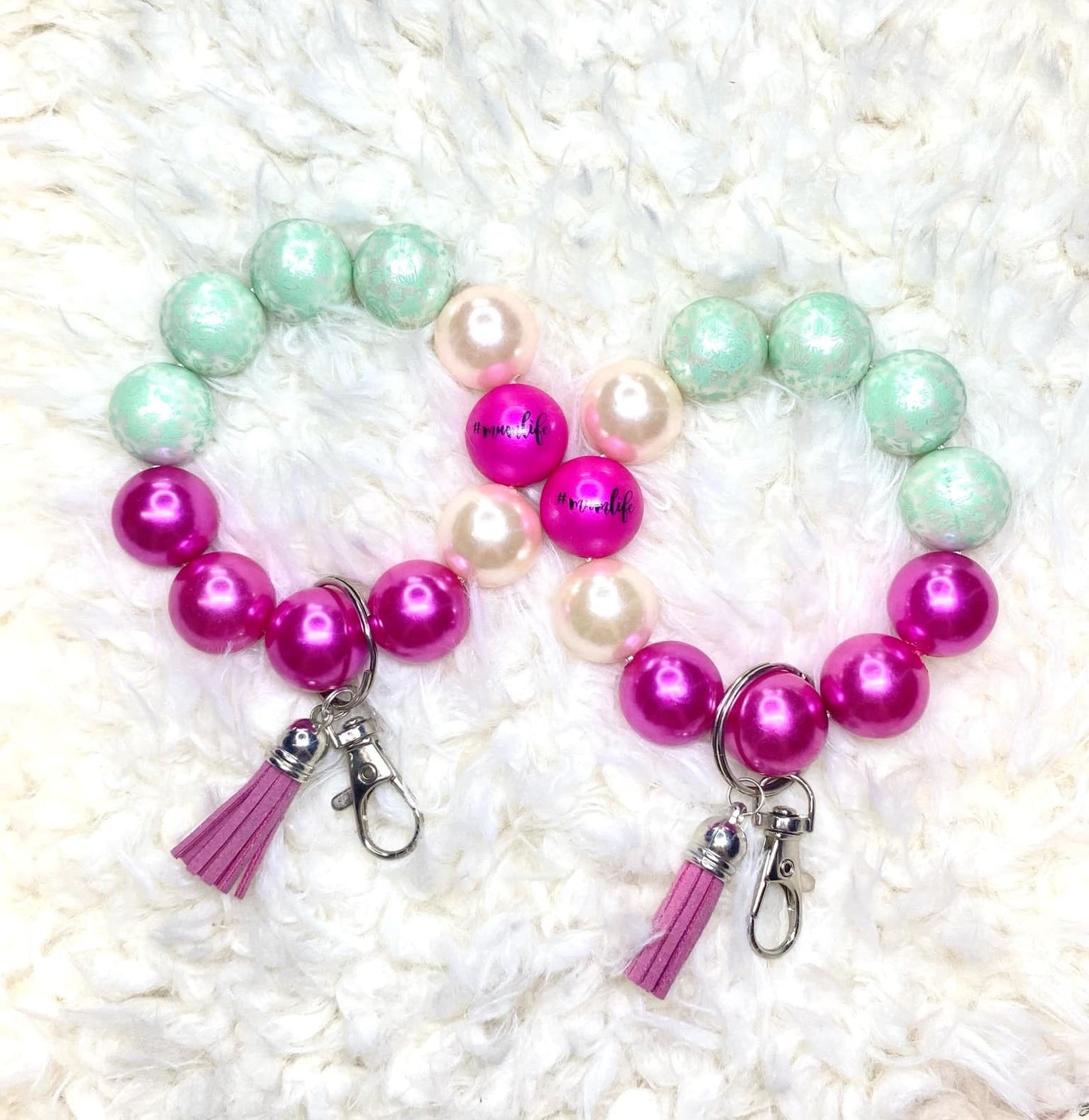 Mum Life Acrylic Beaded Keychain/Handmade Keychain/Acrylic Bead Wristlet Keychain/Best Gift/Beaded Wristlet