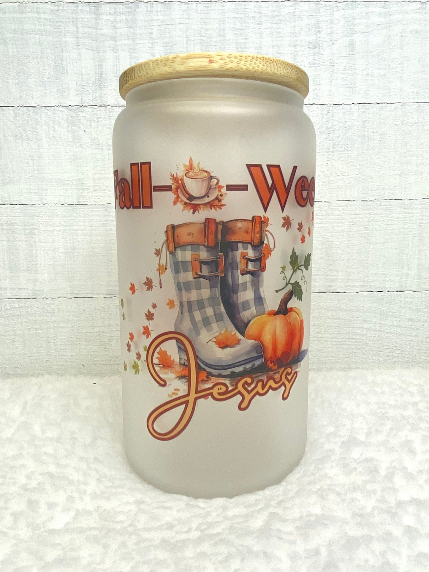 Fall Glass Tumbler/Libby Glass Tumbler/Glass Tumbler/Sublimation Frosted Cup