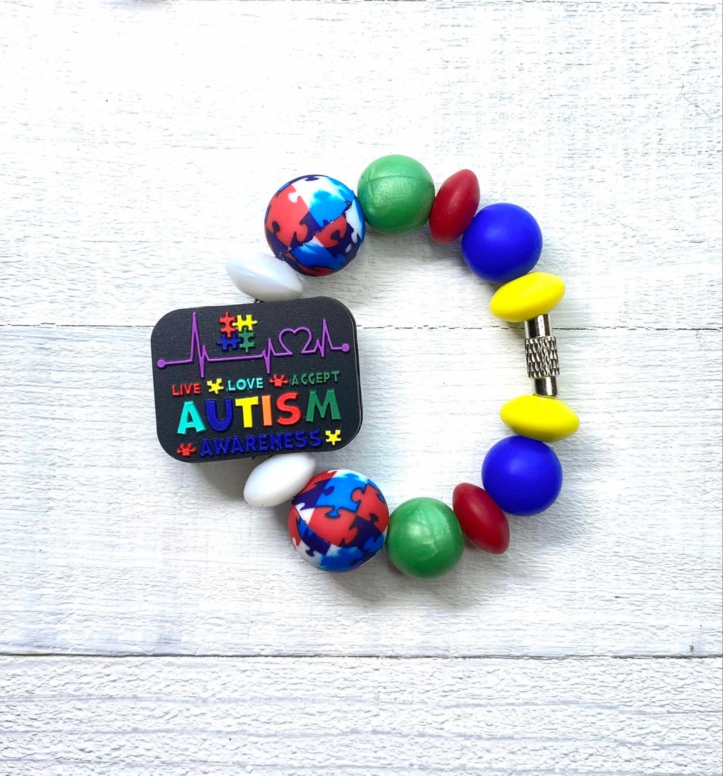 Autism Theme Cup Charms/Autism Theme/Charms/ Handle Accessory/ Accessory for Cups/Silicone Beads