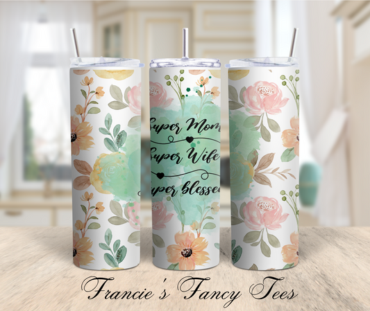 Super Mom, Super Wife Sper Bless/Mom Tumbler/Mother's Day Gift/Gift/20oz Tumbler/Sublimation Tumbler