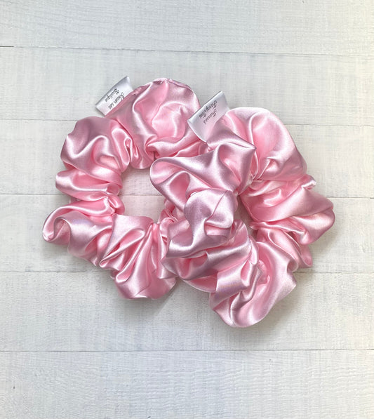 Light Pink Silky Scrunchies/Silk Fabric/Scrunchy/Birthday Gift/Hair Tie Holder/Ponytail Holder