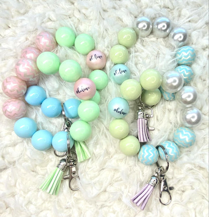 Believe Beaded Keychain/Inspiring Keychain/Handmade Accessories/Acrylic Beaded Wristlet Keychain/Best Friend Gift