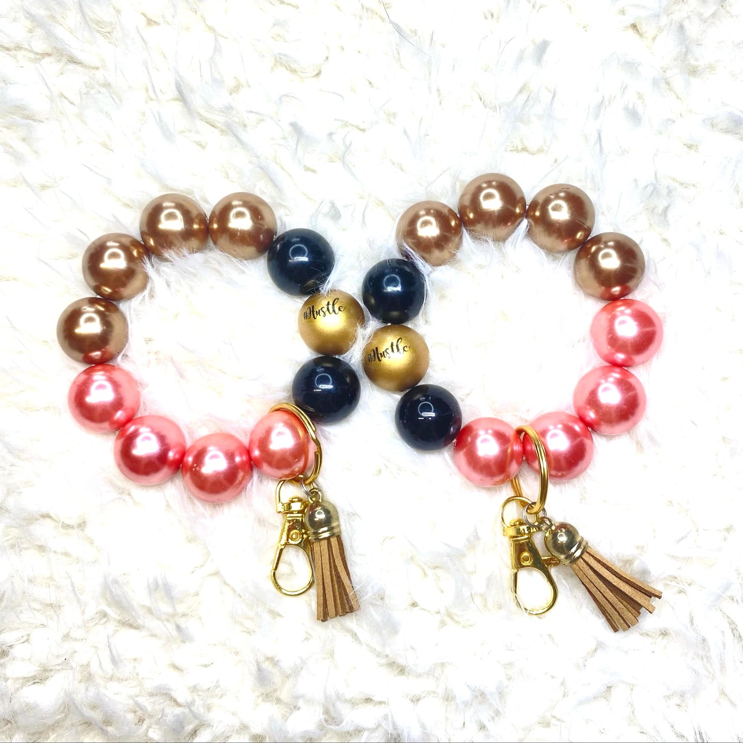 Beaded Wristlet/Hustle Acrylic Beaded Keychain/Handmade Wristlet/Acrylic Bead Wristlet Keychain/Best Gift