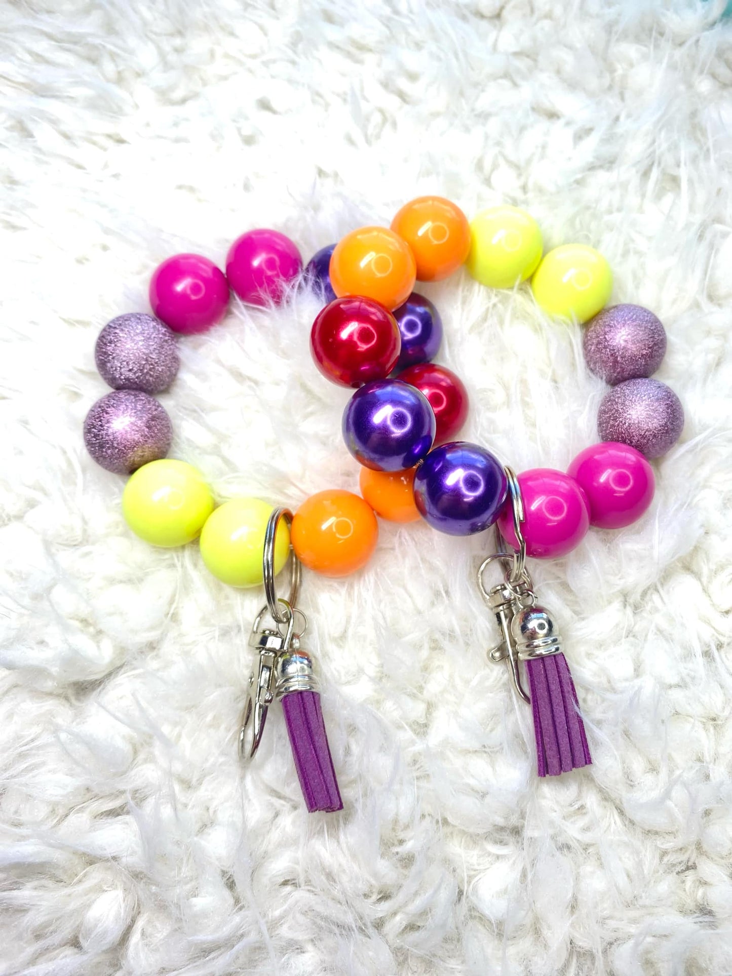 Bracelet keychain/Sunset Acrylic Beaded Keychain/Keychain/Beaded Wristlet Keychain