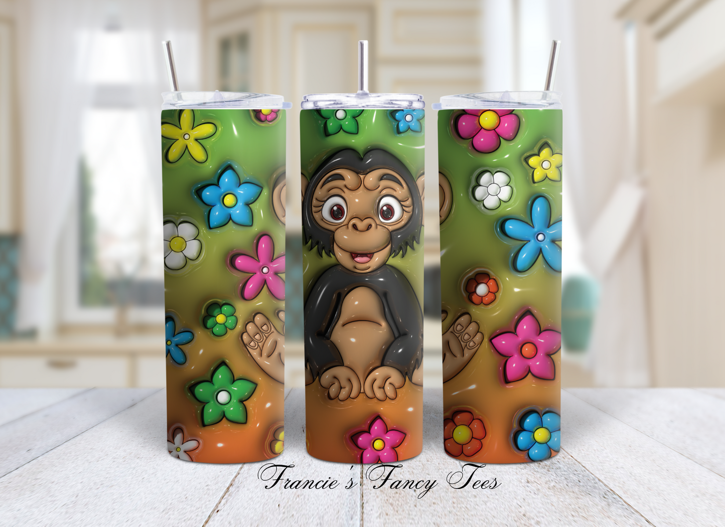 Animals 3D Puffy Tumbler/Animal Tumbler/Kids Tumbler/Birthday Gift/20oz Tumbler/Sublimation Tumbler/ 3D Puffy Tumbler