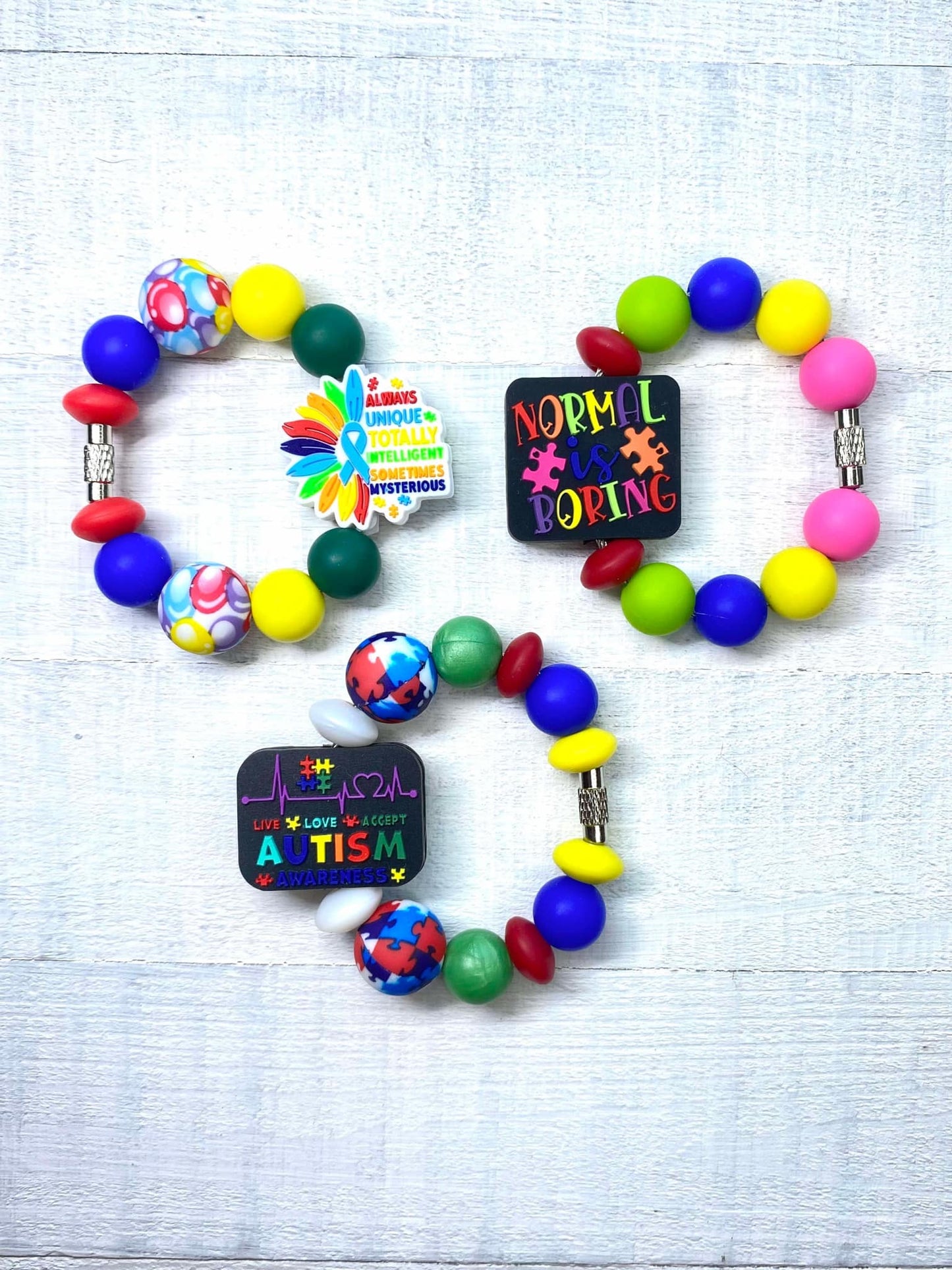Autism Theme Cup Charms/Autism Theme/Charms/ Handle Accessory/ Accessory for Cups/Silicone Beads