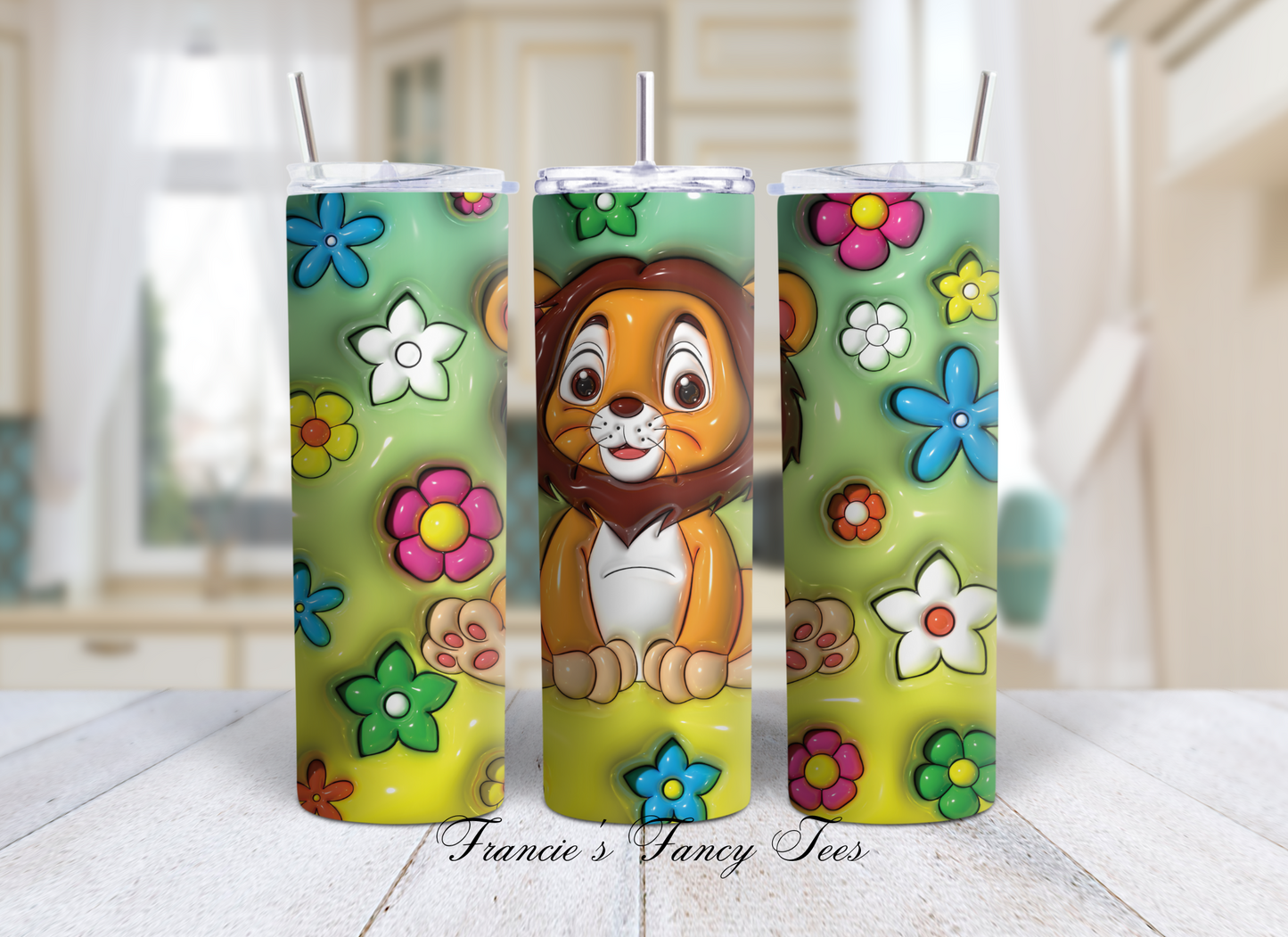 Animals 3D Puffy Tumbler/Animal Tumbler/Kids Tumbler/Birthday Gift/20oz Tumbler/Sublimation Tumbler/ 3D Puffy Tumbler