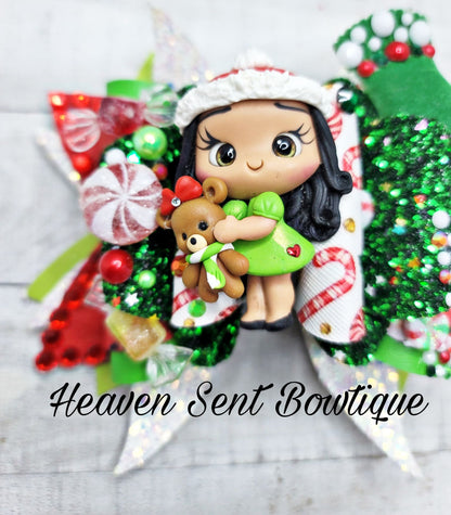 Christmas hair Bow for Girls/Vinyl Hair Bow/Christmas Bow/Santa Bow/Holiday Hair Bow/Christmas Pageant hair Bow