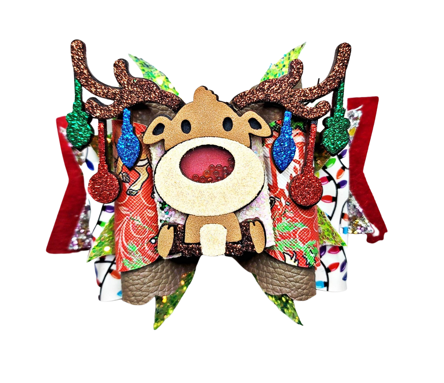 Christmas hair Bow/Vinyl Hair Bow/Christmas Bow/Santa Bow/Holiday Hair Bow/Christmas Pageant hair Bow/Reindeer Bow
