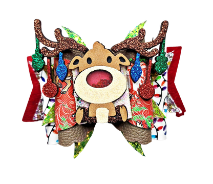 Christmas hair Bow/Vinyl Hair Bow/Christmas Bow/Santa Bow/Holiday Hair Bow/Christmas Pageant hair Bow/Reindeer Bow