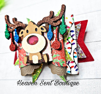 Christmas hair Bow/Vinyl Hair Bow/Christmas Bow/Santa Bow/Holiday Hair Bow/Christmas Pageant hair Bow/Reindeer Bow