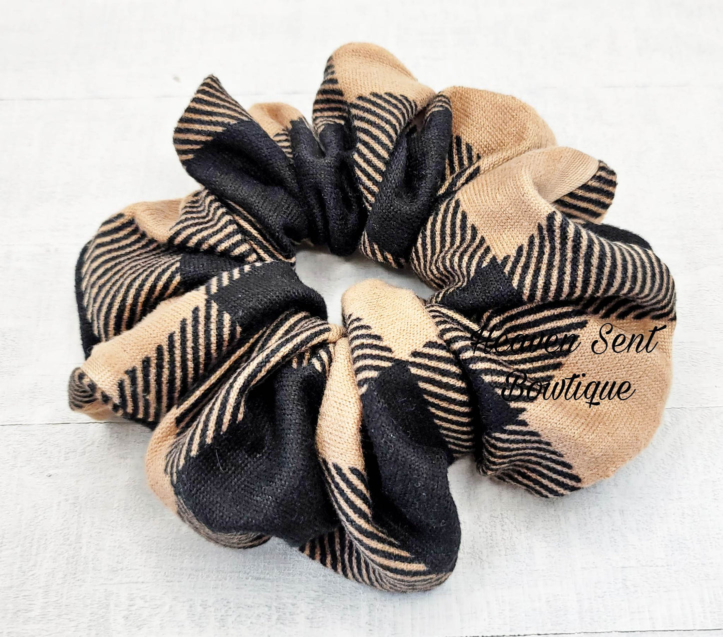 Black And Brown Flannel Scrunchy/Birthday Gift/Wedding Gift/Best Friend Gifts/Flannel Fabric/Hair Tie/Ponytail Holder