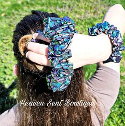 Mermaid Theme Scrunches/Metallic Fabric/Kids Scrunchies/Ponytail Holder/Hair Tie/Mermaid