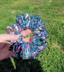 Mermaid Theme Scrunches/Metallic Fabric/Kids Scrunchies/Ponytail Holder/Hair Tie/Mermaid