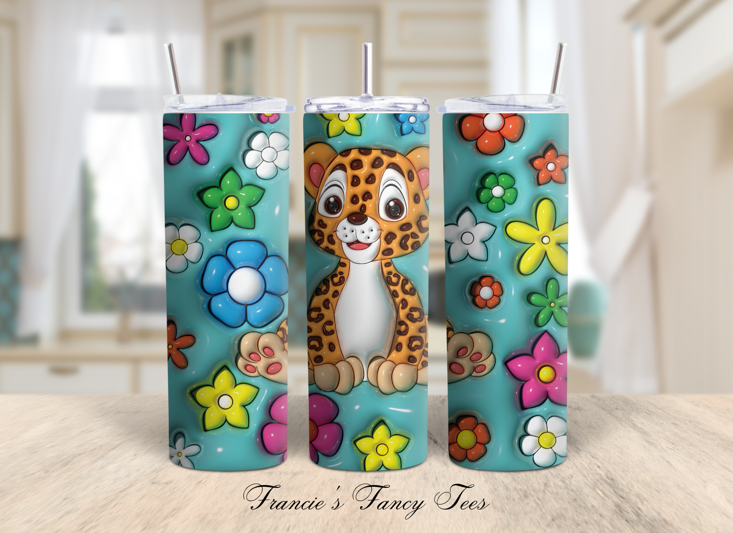 Animals 3D Puffy Tumbler/Animal Tumbler/Kids Tumbler/Birthday Gift/20oz Tumbler/Sublimation Tumbler/ 3D Puffy Tumbler