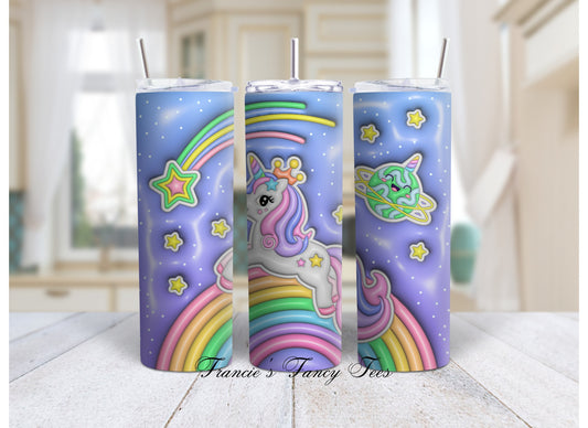 Puffy 3D Unicorn Tumbler/Kids Tumbler/20oz Tumbler/Sublimation Tumbler/ 3D Puffy Tumbler/Birthday Gift/ Christmas Gift