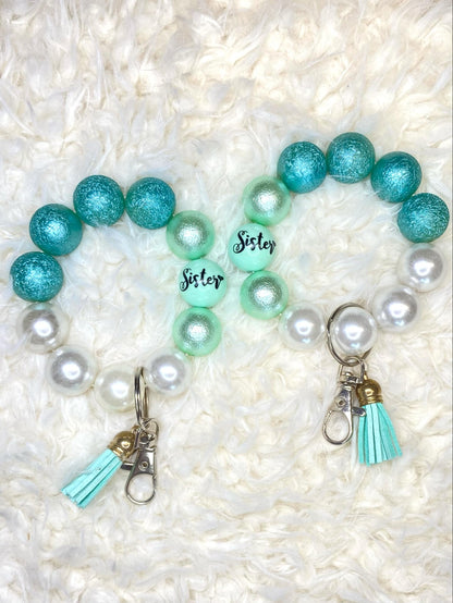 Sister Acrylic Beaded Keychain/Best Sister Ever/ Handmade Accessories/Acrylic Bead Wristlet Keychain/Best Gift