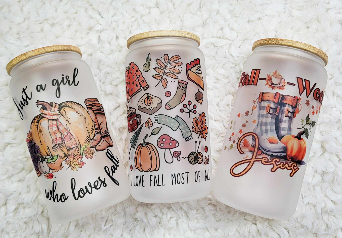 Fall Glass Tumbler/Libby Glass Tumbler/Glass Tumbler/Sublimation Frosted Cup