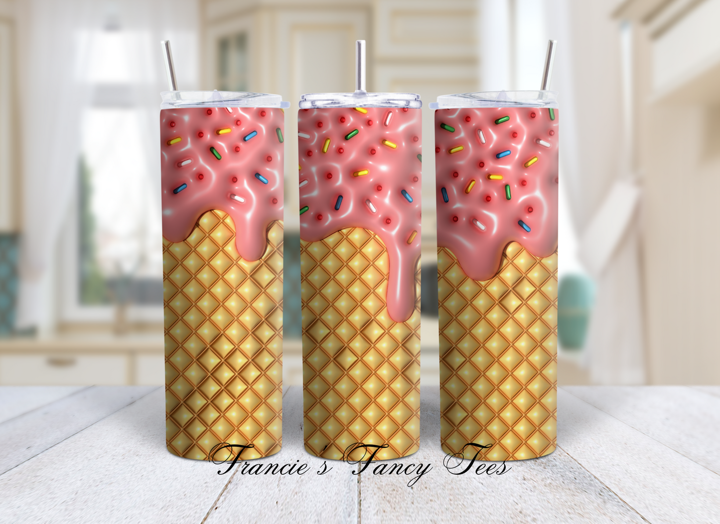 Ice Cream 3D Puffy Tumbler/Kids Tumbler/Birthday Gift/20oz Tumbler/Sublimation Tumbler/ 3D Puffy Tumbler