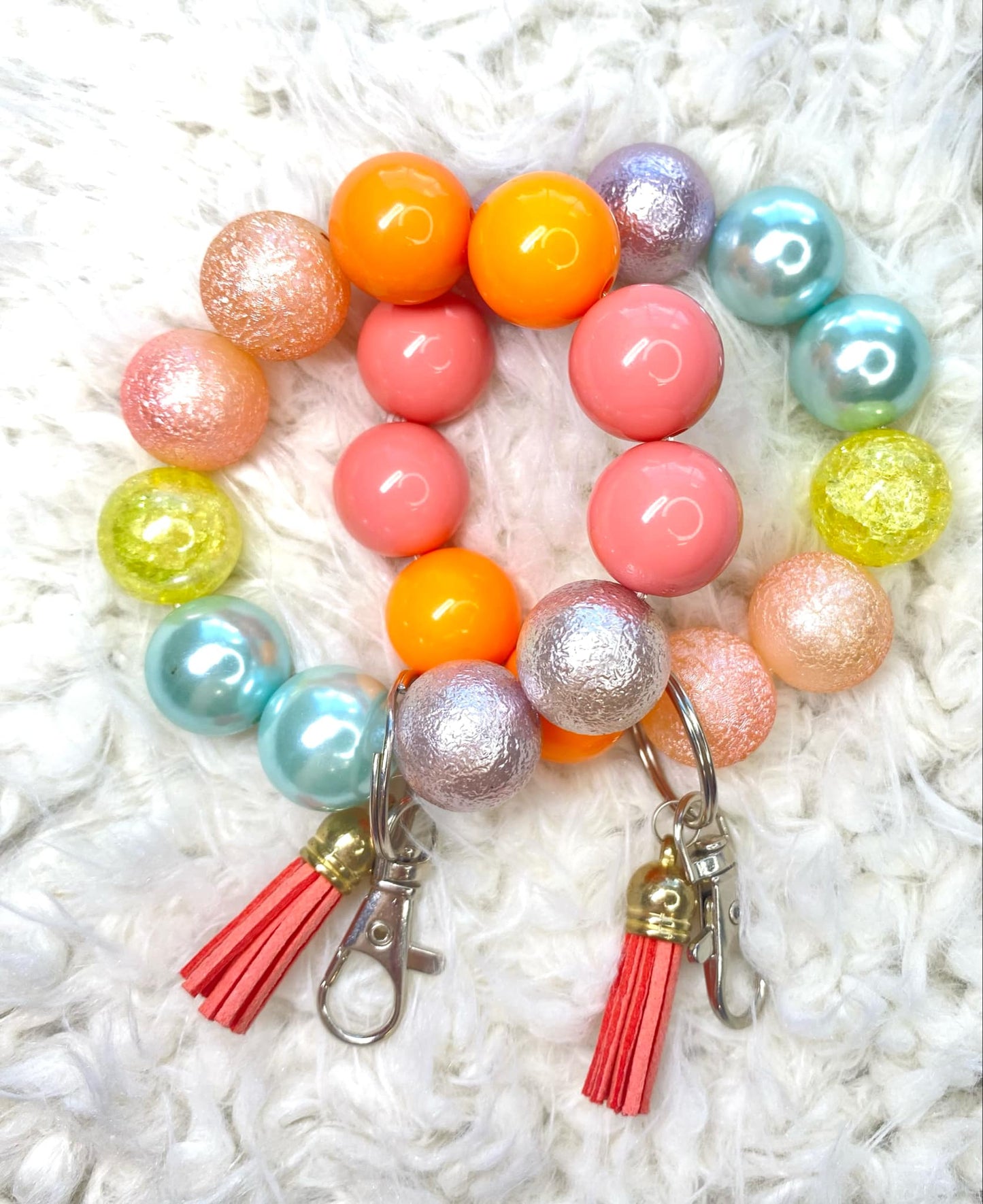 Spring Color Keychain/Keychain/Handmade/Acrylic Beaded Wristlet Keychain/Best Friend Gift