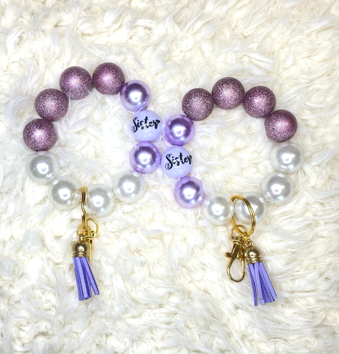 Sister Acrylic Beaded Keychain/Best Sister Ever/ Handmade Accessories/Acrylic Bead Wristlet Keychain/Best Gift