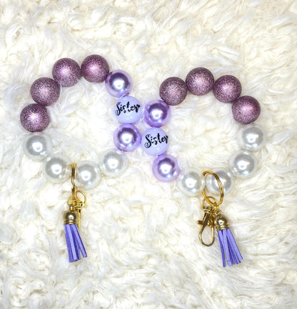 Sister Acrylic Beaded Keychain/Best Sister Ever/ Handmade Accessories/Acrylic Bead Wristlet Keychain/Best Gift