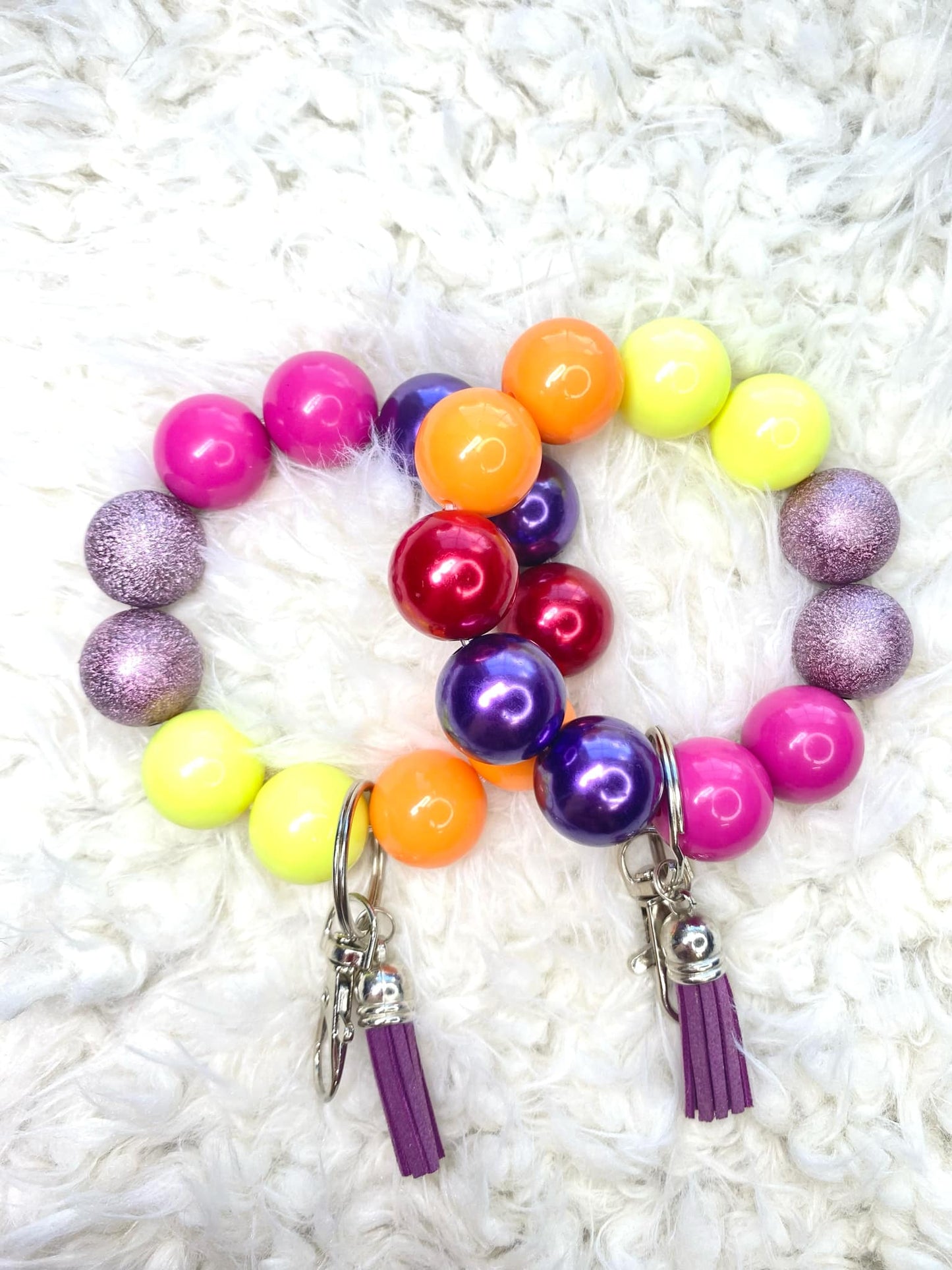 Bracelet keychain/Sunset Acrylic Beaded Keychain/Keychain/Beaded Wristlet Keychain