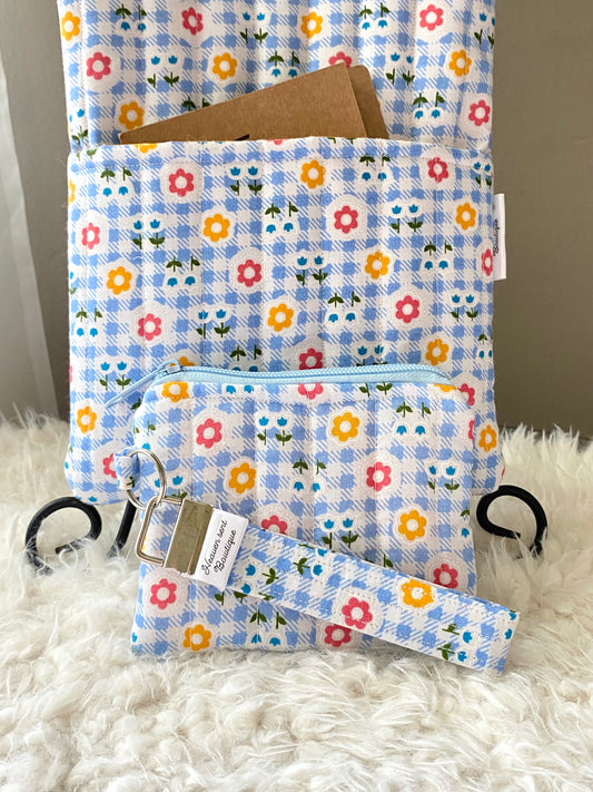 Gingnam Garden theme set/Travel Bag/Mini Purse/ Book sleeve/ Boxy bag/ makeup bag/ Medicine bag/Birthday gift/ Christmas gift/Handmade/Keychain