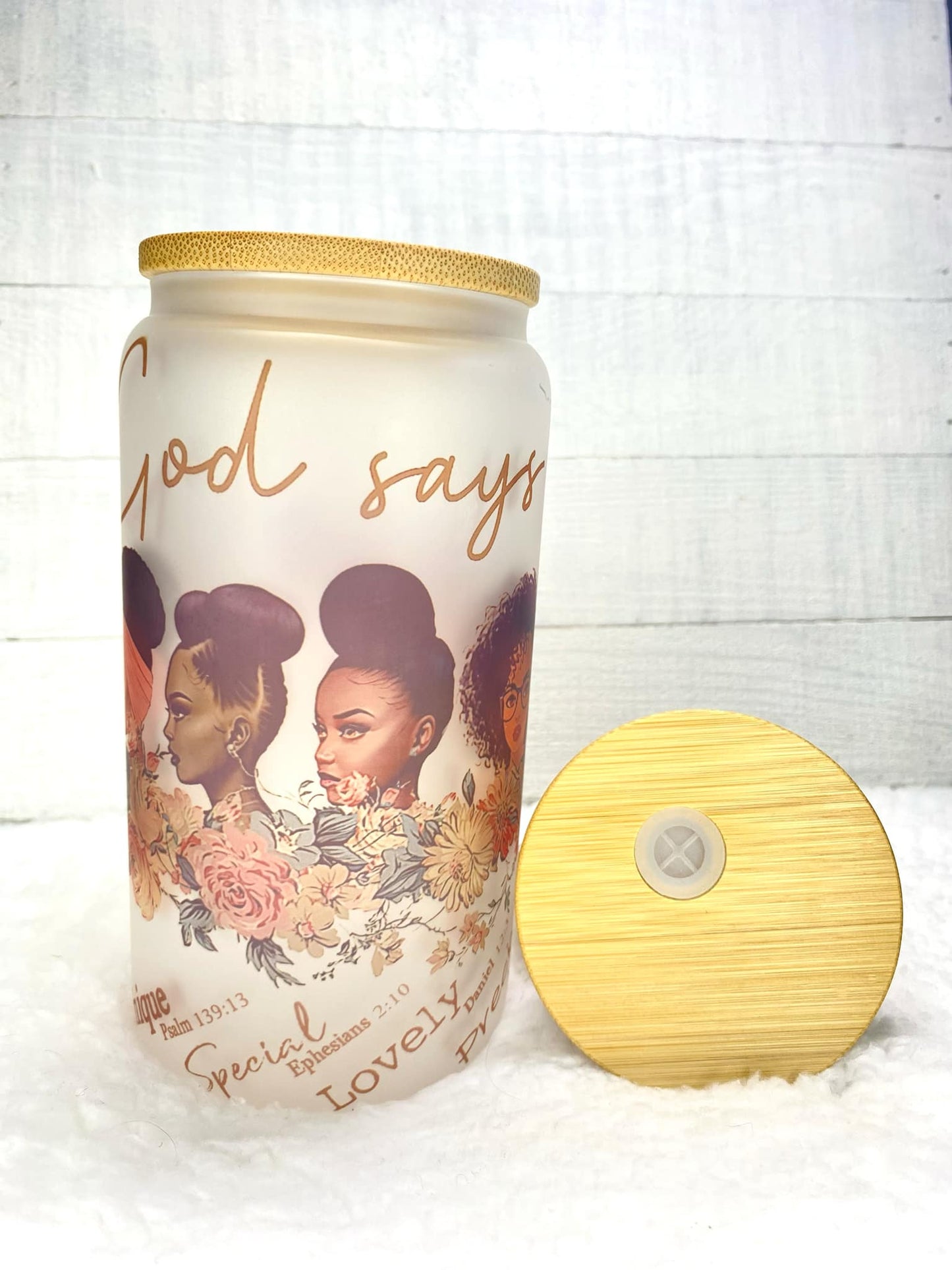 God say's you are Frosted Glass Cup/16oz Libby Glass/Christian Frosted Cup/Christian/Sublimation Frosted Cup