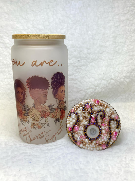God say's you are Frosted Glass Cup/16oz Libby Glass/Christian Frosted Cup/Christian/Sublimation Frosted Cup