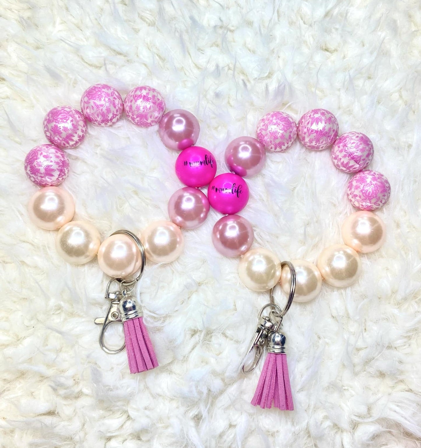 Mum Life Acrylic Beaded Keychain/Handmade Keychain/Acrylic Bead Wristlet Keychain/Best Gift/Beaded Wristlet
