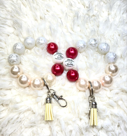 Proverbs 3:15 Acrylic Beaded Keychain/Handmade Accessories/Acrylic Bead Wristlet Keychain/Best Gift/Christian Gift/Wristlet Keychain
