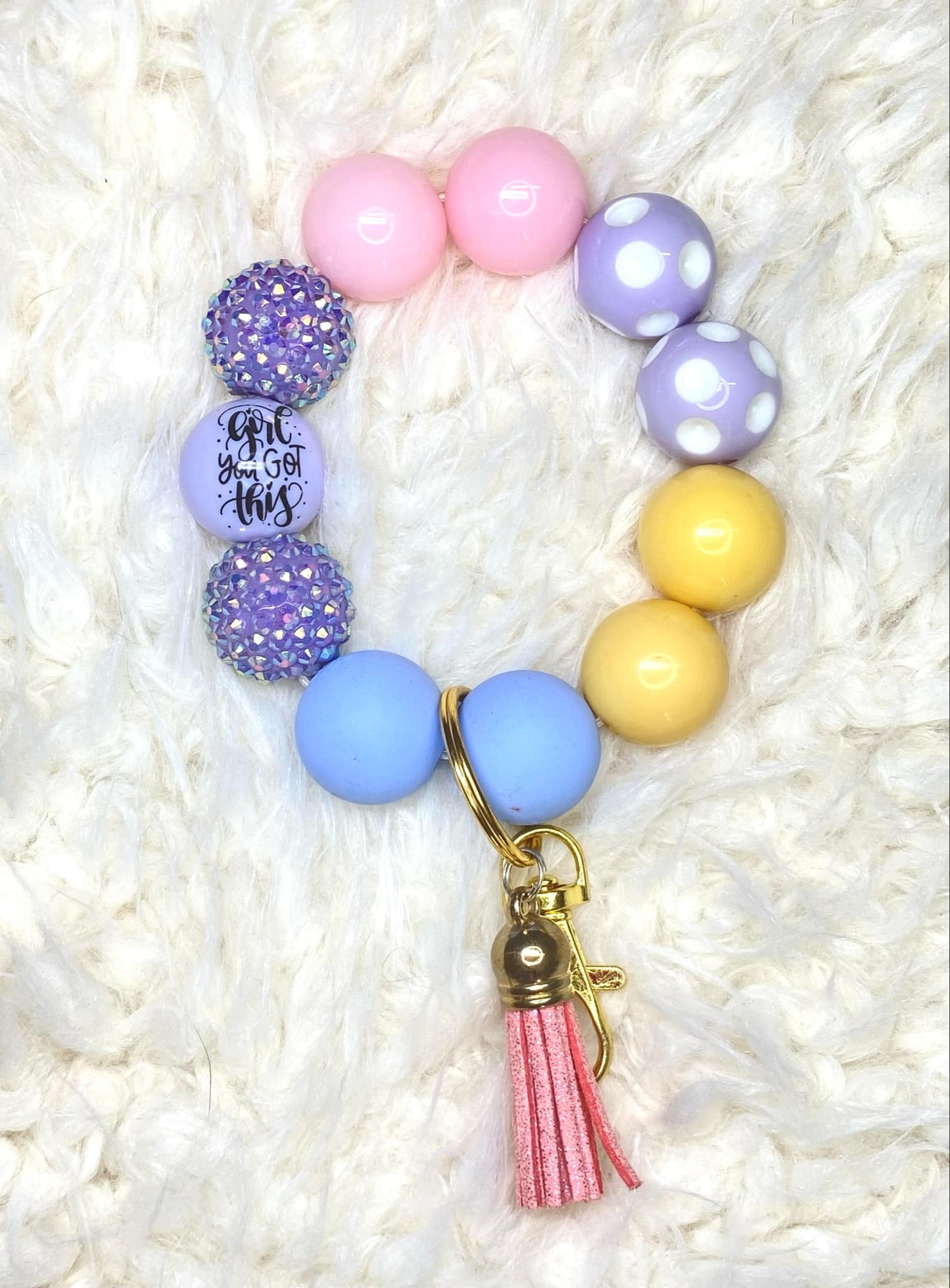 Girl You Got This Acrylic Keychain/Inspiring Keychain/Handmade Accessories/Acrylic Bead Wristlet Keychain/Best Friend Gift/Gifts for Her