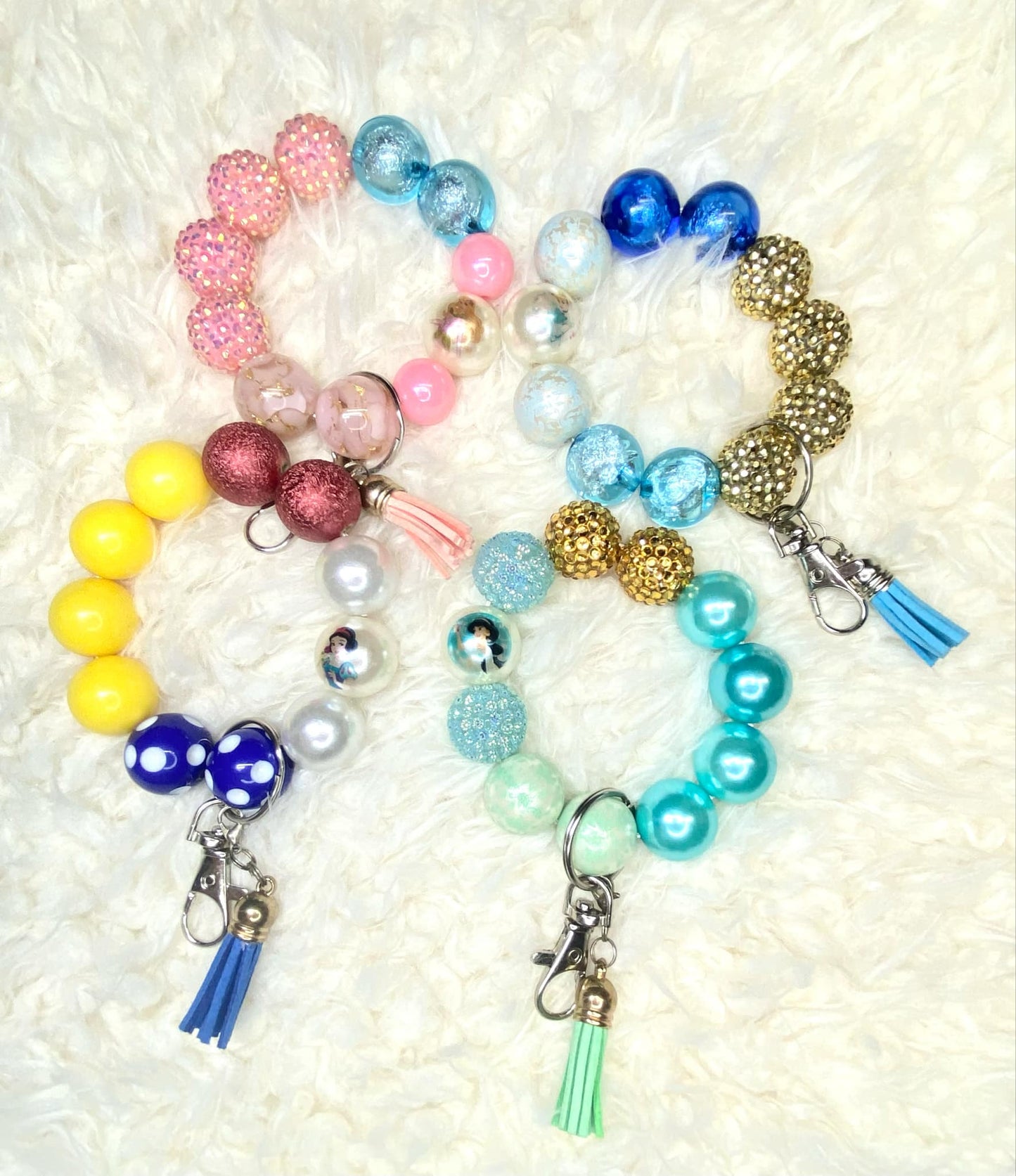 Princess Acrylic Keychain/Handmade Accessories/Acrylic Bead Wristlet Keychain/Keychain