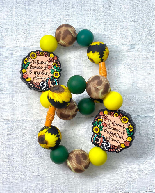 Autum Leaves and Pumkin Please/Fall Theme Cup Charm/Charms/Handle Accessory/ Accessory for Cups/Silicone Beads