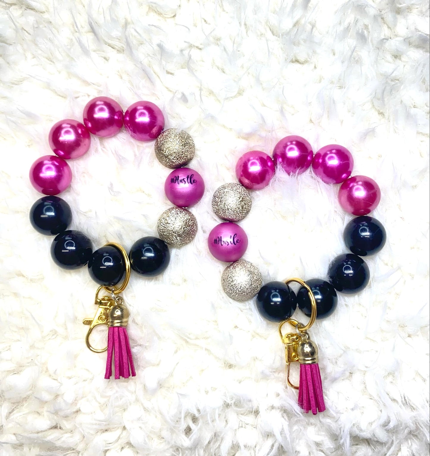Beaded Wristlet/Hustle Acrylic Beaded Keychain/Handmade Wristlet/Acrylic Bead Wristlet Keychain/Best Gift