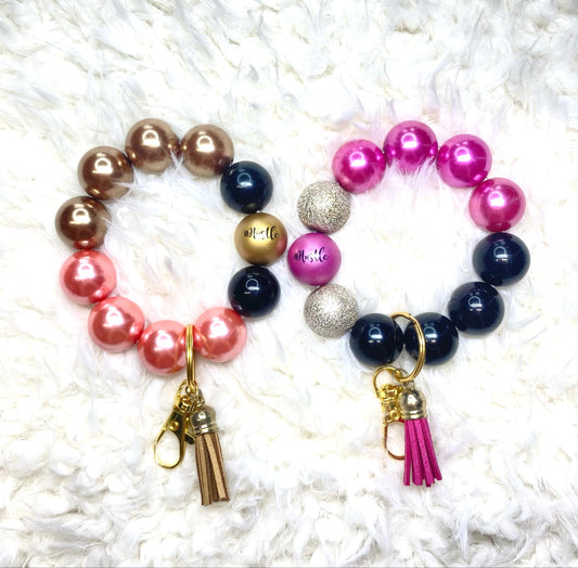 Beaded Wristlet/Hustle Acrylic Beaded Keychain/Handmade Wristlet/Acrylic Bead Wristlet Keychain/Best Gift