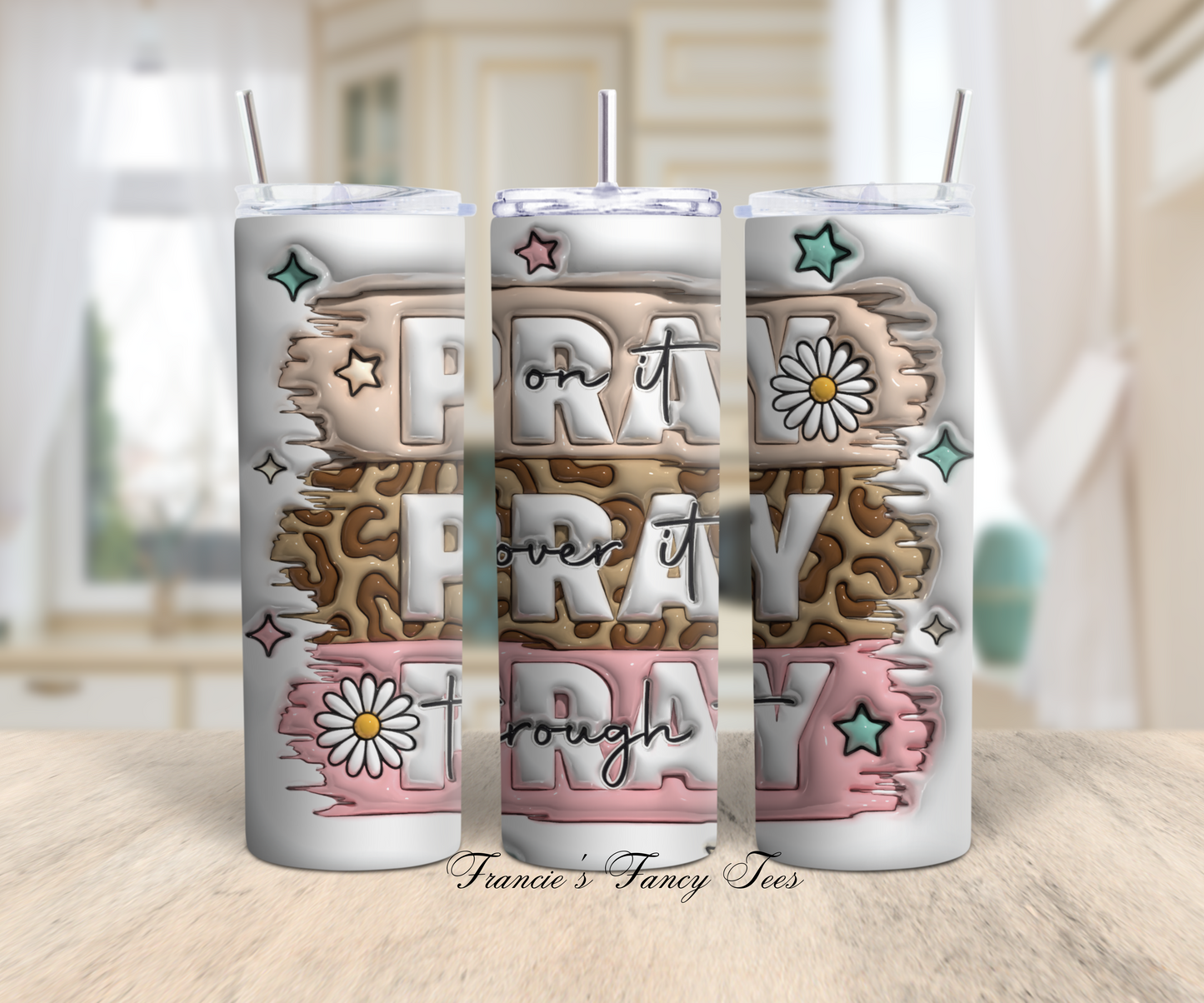 Pray On It/Christian Tumbler/3D Puffy Tumbler/Birthday Gift/20oz Tumbler/Sublimation Tumbler