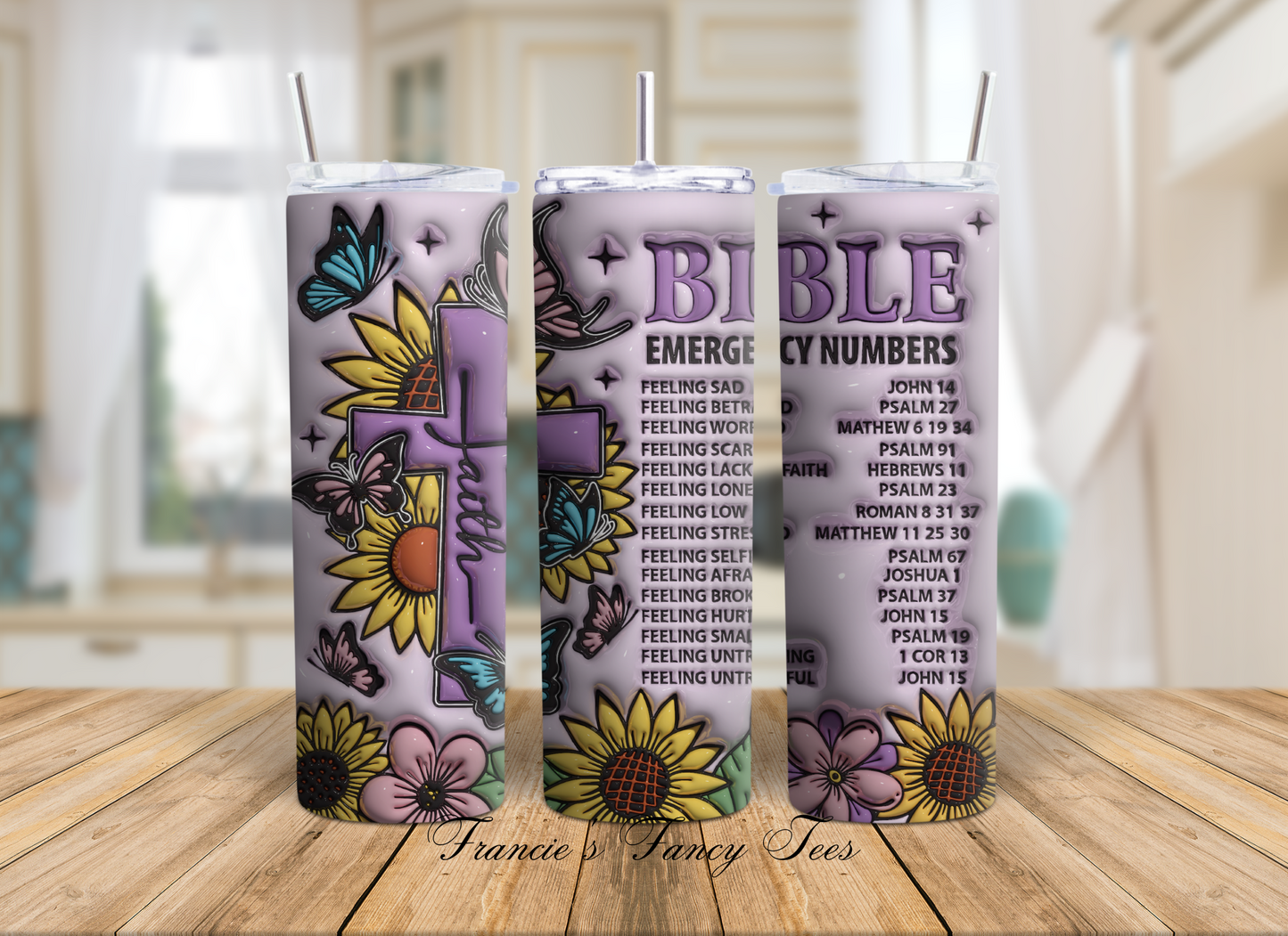 Bible Verses/Christian Tumbler/Uplifting Verses/20oz Tumbler/Birthday Gift/3D Puffy Tumbler/Sublimation Tumbler