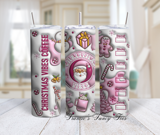 Christmas Vibes Coffee Tumbler/Christmas Theme/Christmas Gift/20oz Tumbler/Gift/Sublimation Tumbler