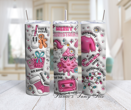 Merry Christmas Tumbler/3D Puffy Tumbler/Christmas Theme/Christmas Gift/20oz Tumbler/Gift/Sublimation Tumbler