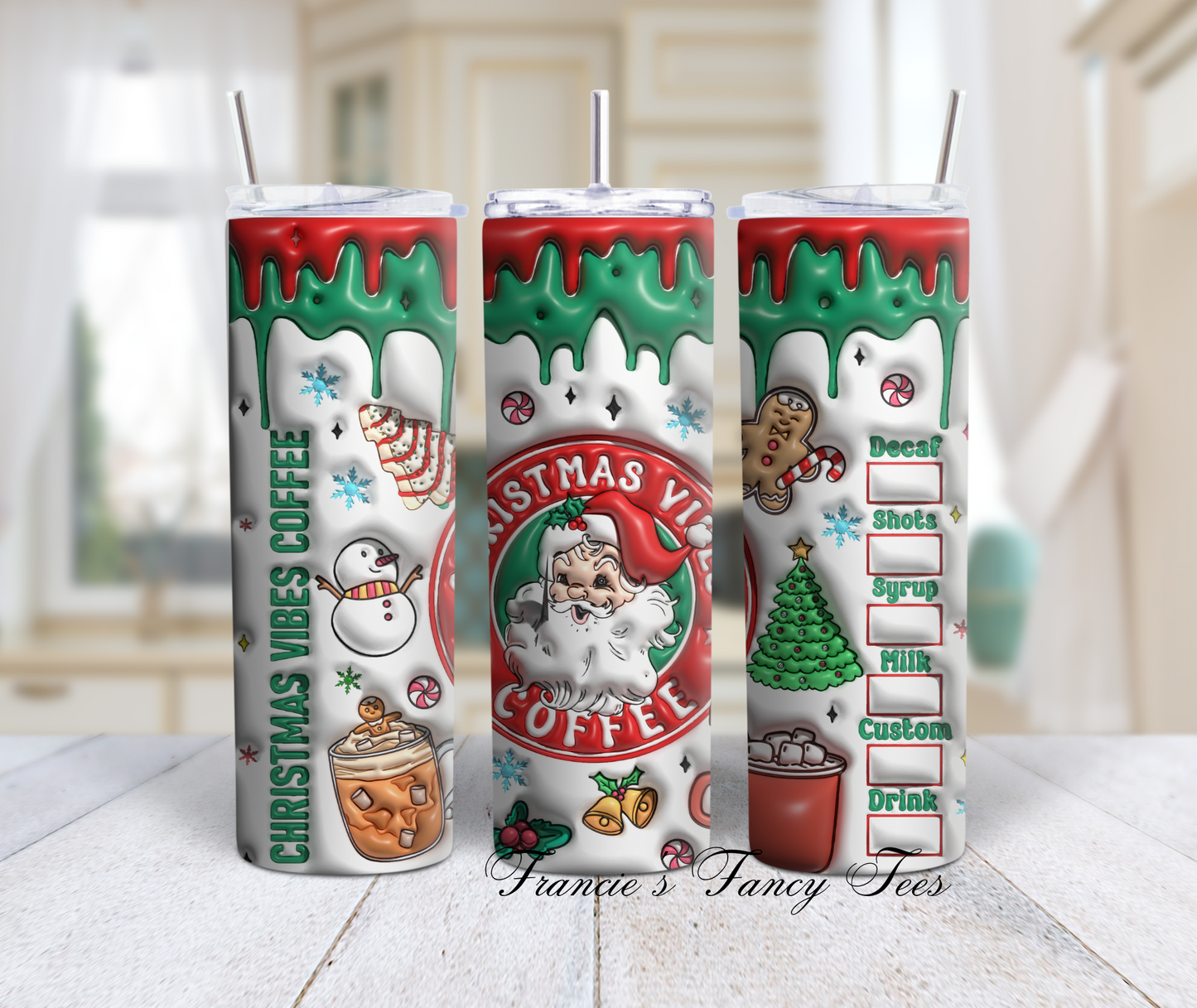 Christmas Tumbler/3D Puffy Tumbler/Christmas Theme/Christmas Gift/20oz Tumbler/Gift/Sublimation Tumbler
