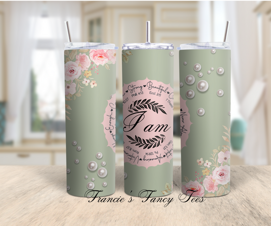 I am Christian Tumbler/Christian Tumbler/ 20oz Tumbler/Sublimation Tumbler/Uplifting Tumbler/Inspiring Tumbler