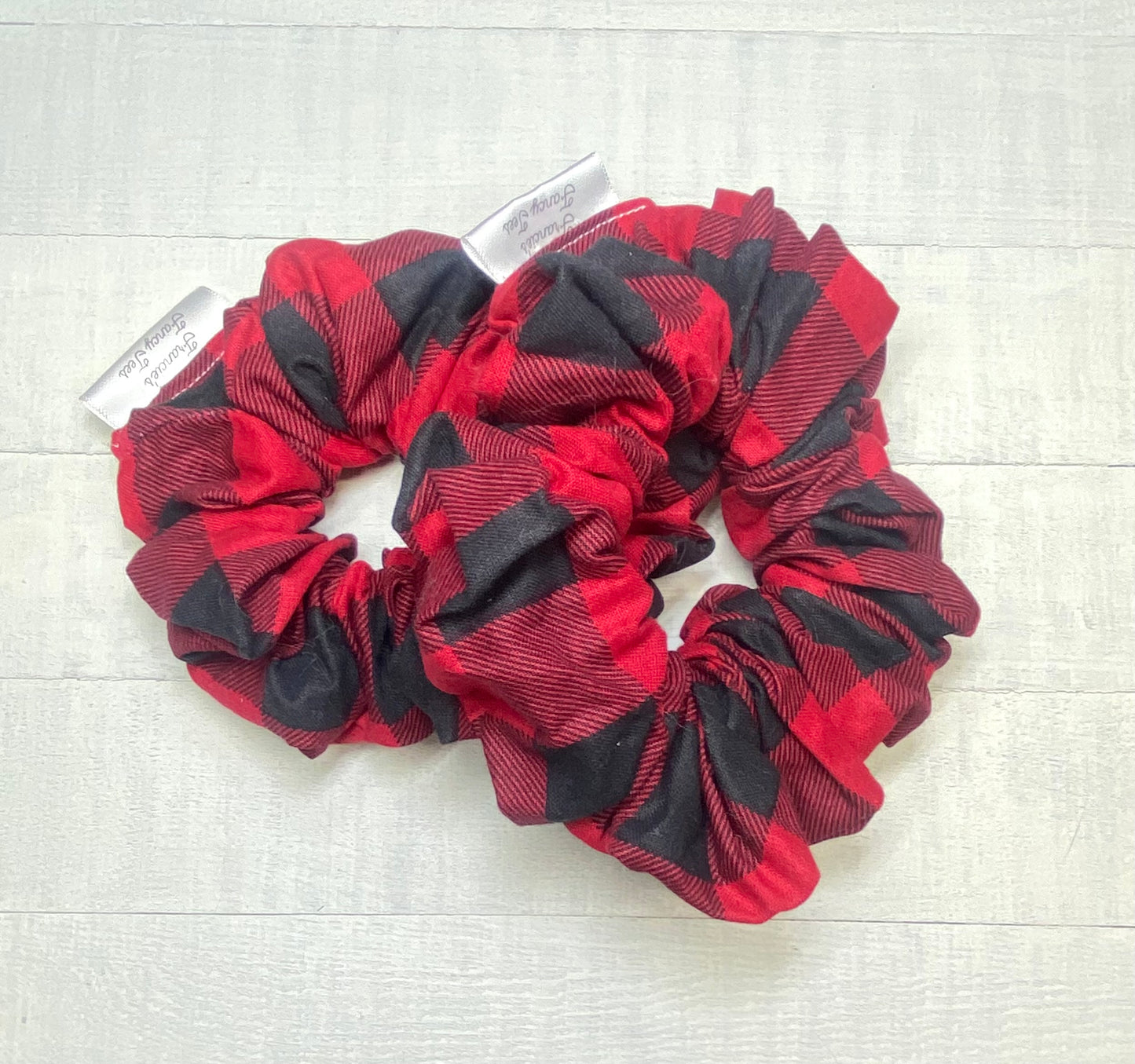 Red and Black Flannel/Flannel Scrunchie/Hair Tie/Ponytail Holder/Birthday Gift/Christmas Theme Scrunchy