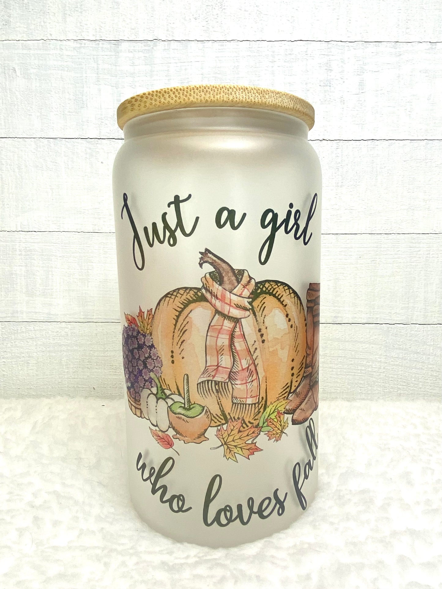 Fall Glass Tumbler/Libby Glass Tumbler/Glass Tumbler/Sublimation Frosted Cup
