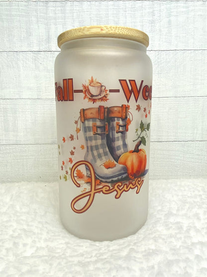Fall Glass Tumbler/Libby Glass Tumbler/Glass Tumbler/Sublimation Frosted Cup