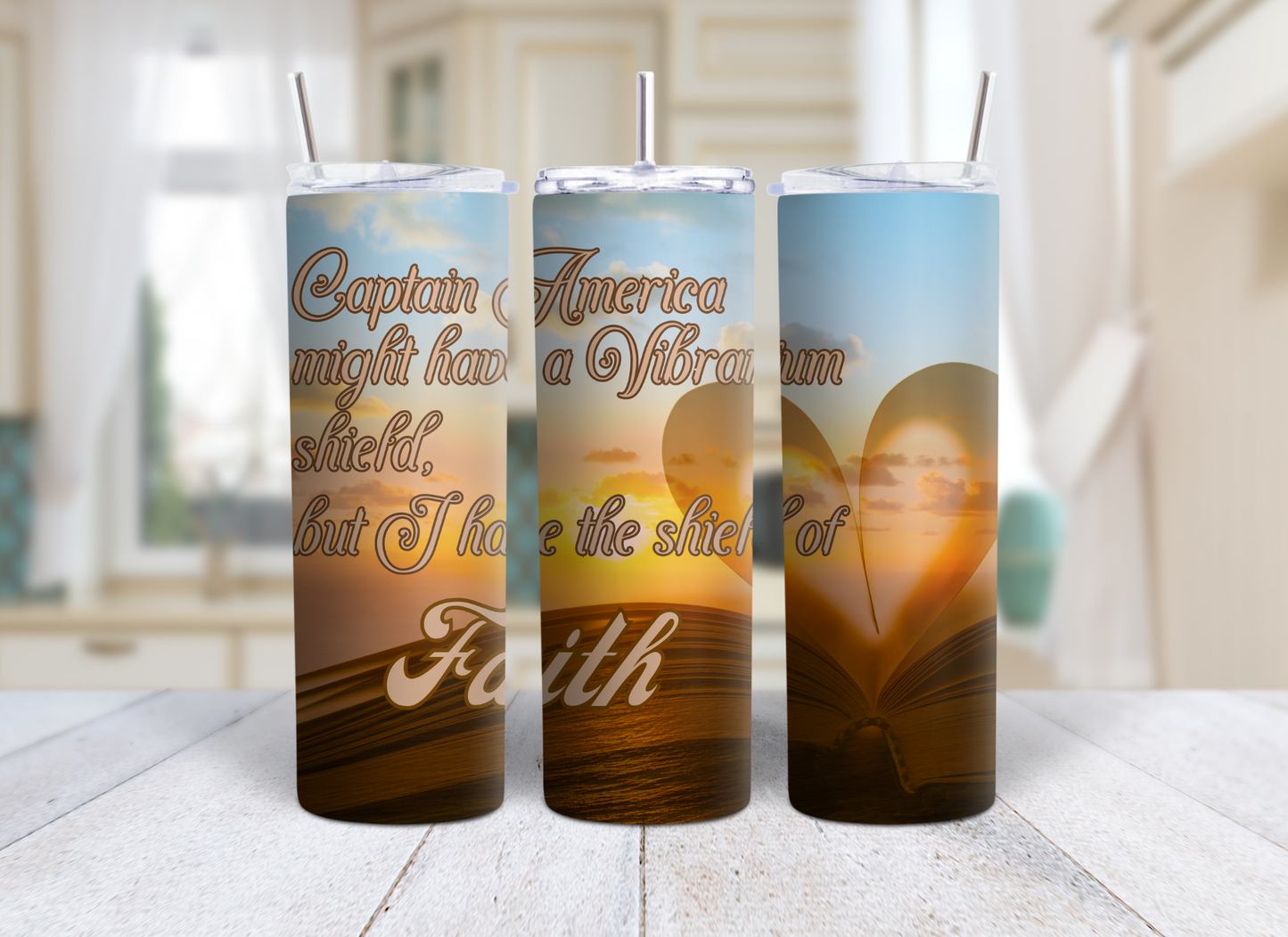 Captain America might have a Vibranium shield, but I have the shield of Faith/Christian Tumbler/20oz Tumbler/Sublimation Tumbler/Uplifting Tumbler/Inspiring Tumbler￼
